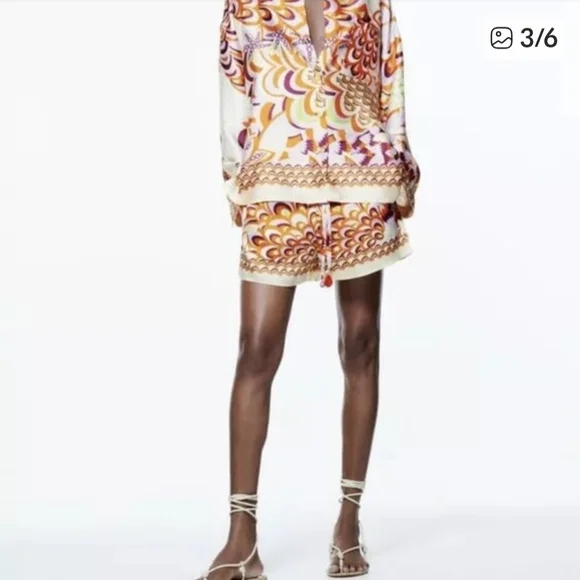 Zara Retro Print Two-Piece Set | Boho Chic Size L - Picture 8 of 8